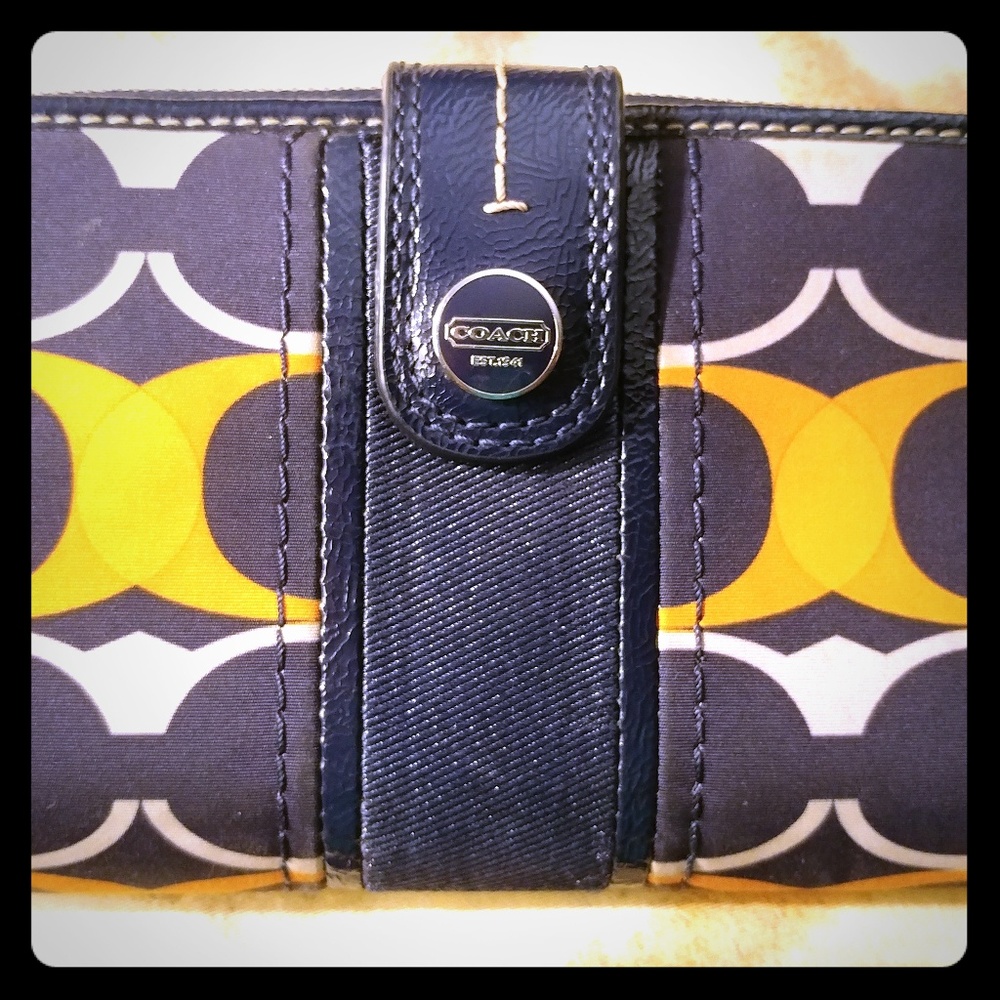 Coach navy/ orange used wallet